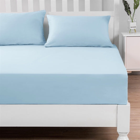 DaDa Bedding Soothing SeaFoam Sky Blue Cotton Bed Sheet Set with Pillow Cases