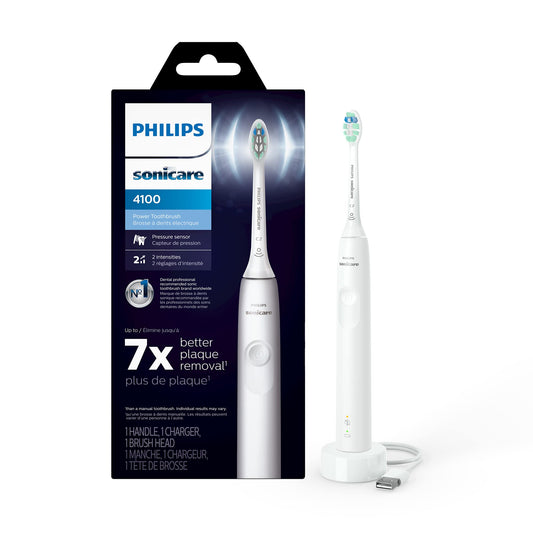 Philips Sonicare 4100 Electric Toothbrush – Pressure Sensor & SmartTimer, 14-Day Battery