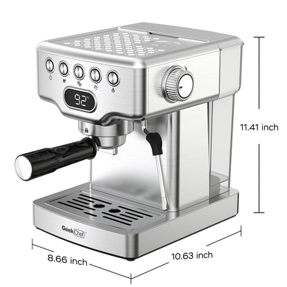 Geek Chef Espresso Machine – 20 Bar Home Coffee Maker with Milk Frother
