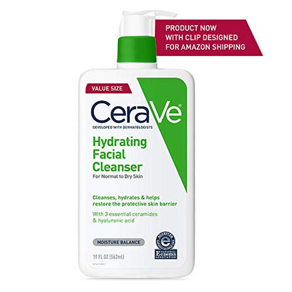 CeraVe Hydrating Facial Cleanser – Moisturizing Face Wash with Hyaluronic Acid, Ceramides & Glycerin for Dry Skin