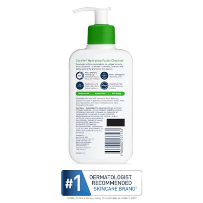 CeraVe Hydrating Facial Cleanser – Moisturizing Face Wash with Hyaluronic Acid, Ceramides & Glycerin for Dry Skin