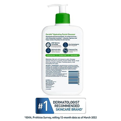 CeraVe Hydrating Facial Cleanser – Moisturizing Face Wash with Hyaluronic Acid, Ceramides & Glycerin for Dry Skin