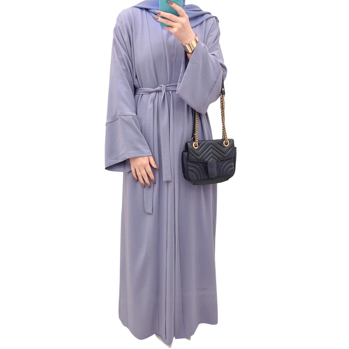 2PCS Muslim Women’s Abaya Set – Islamic Dubai Prayer Dress & Long Cardigan Maxi Robe