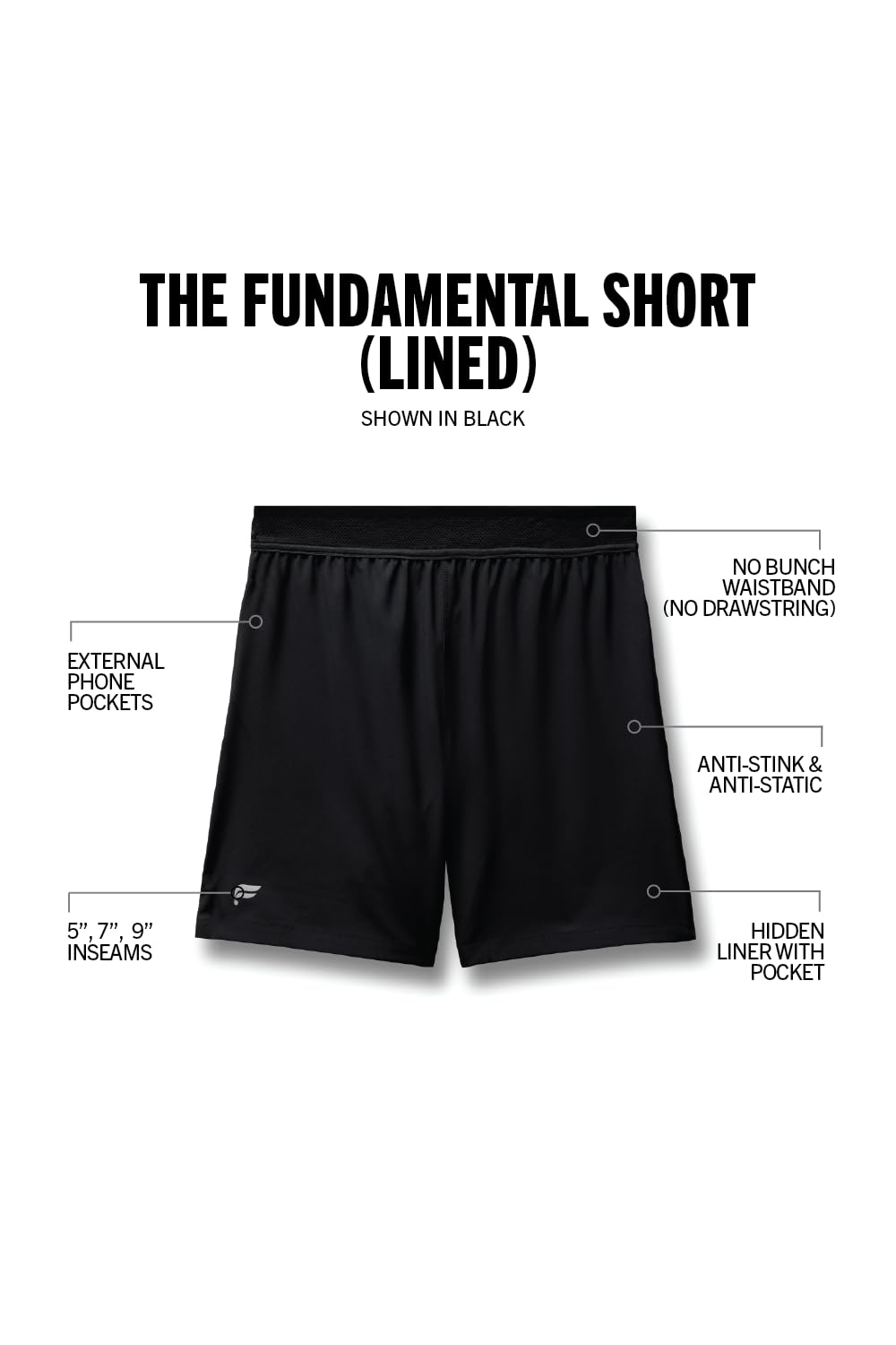 Fabletics Men's The Fundamental Short (Lined), Workout, Running, Training, Gym, Yoga, Ultra Lightweight, Athletic