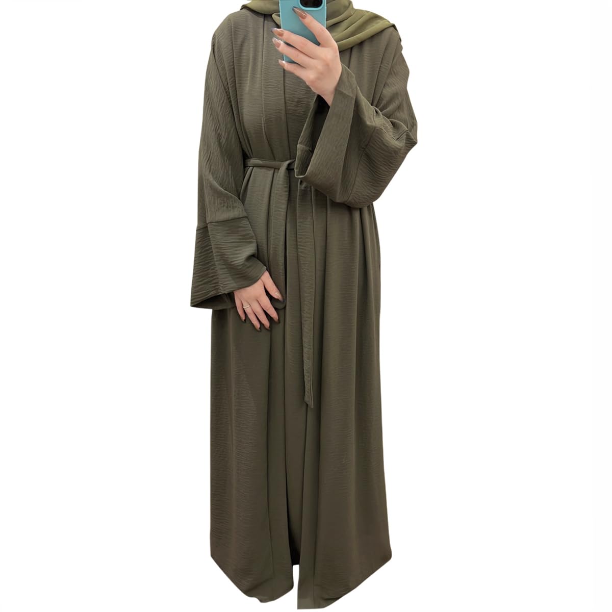 2PCS Muslim Women’s Abaya Set – Islamic Dubai Prayer Dress & Long Cardigan Maxi Robe