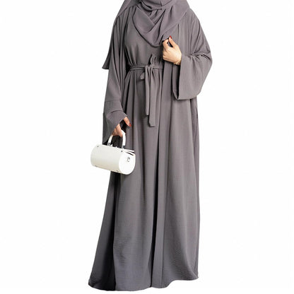 2PCS Muslim Women’s Abaya Set – Islamic Dubai Prayer Dress & Long Cardigan Maxi Robe
