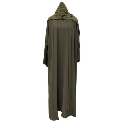 2PCS Muslim Women’s Abaya Set – Islamic Dubai Prayer Dress & Long Cardigan Maxi Robe