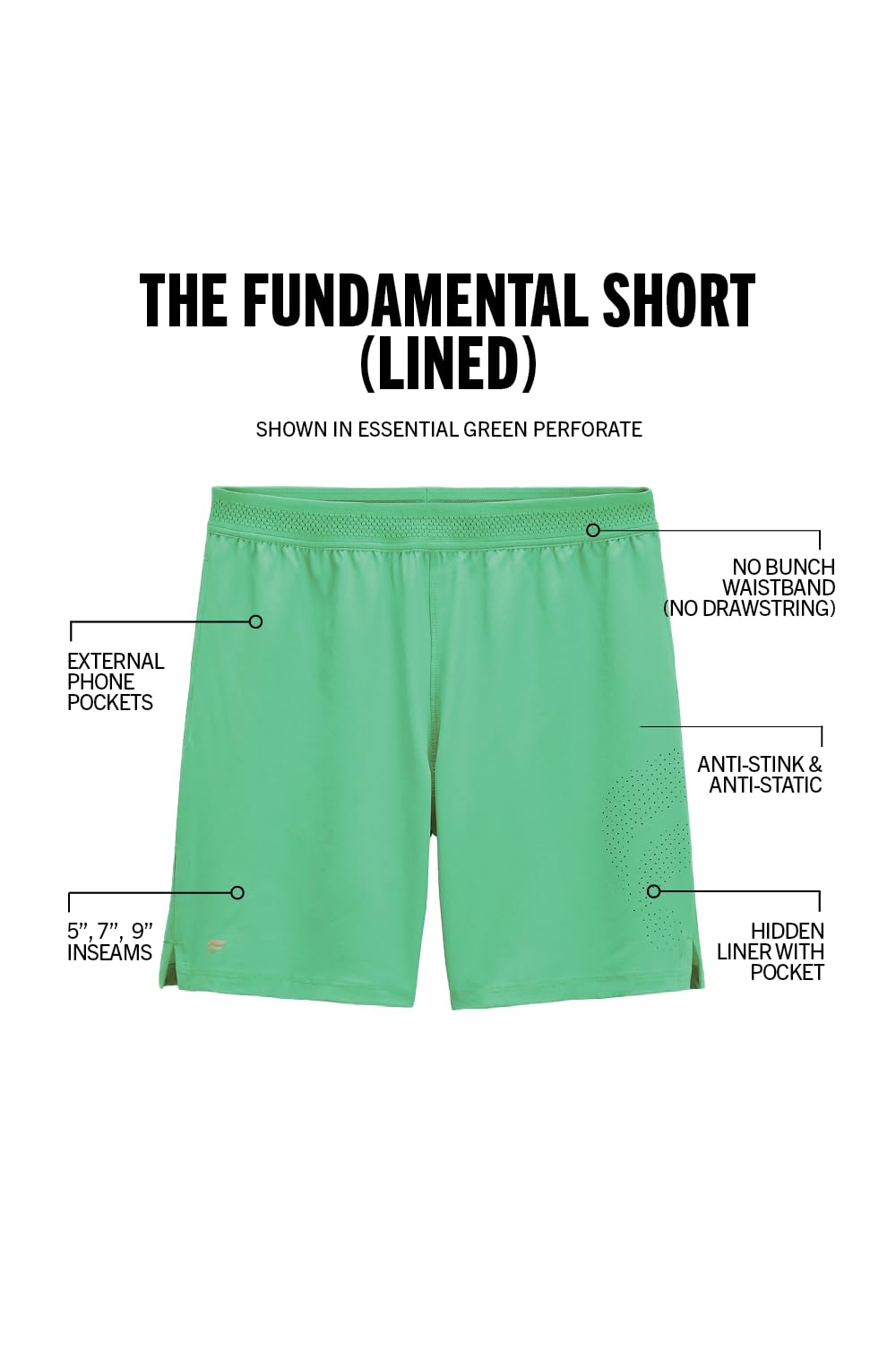 Fabletics Men's The Fundamental Short (Lined), Workout, Running, Training, Gym, Yoga, Ultra Lightweight, Athletic