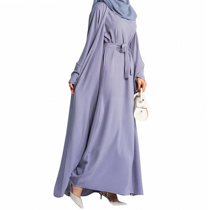 2PCS Muslim Women’s Abaya Set – Islamic Dubai Prayer Dress & Long Cardigan Maxi Robe