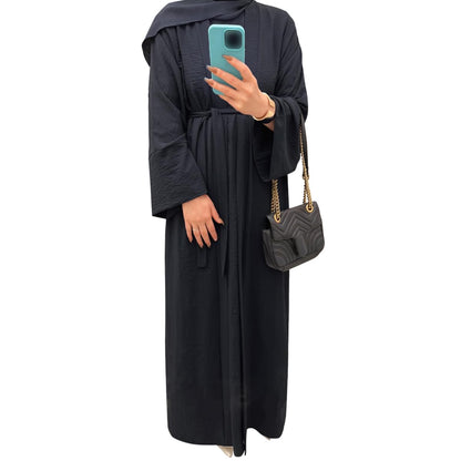 2PCS Muslim Women’s Abaya Set – Islamic Dubai Prayer Dress & Long Cardigan Maxi Robe