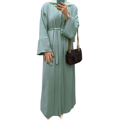 2PCS Muslim Women’s Abaya Set – Islamic Dubai Prayer Dress & Long Cardigan Maxi Robe