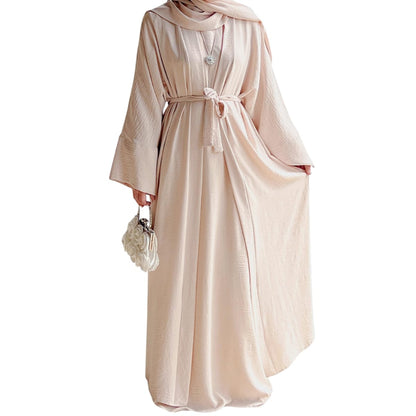 2PCS Muslim Women’s Abaya Set – Islamic Dubai Prayer Dress & Long Cardigan Maxi Robe