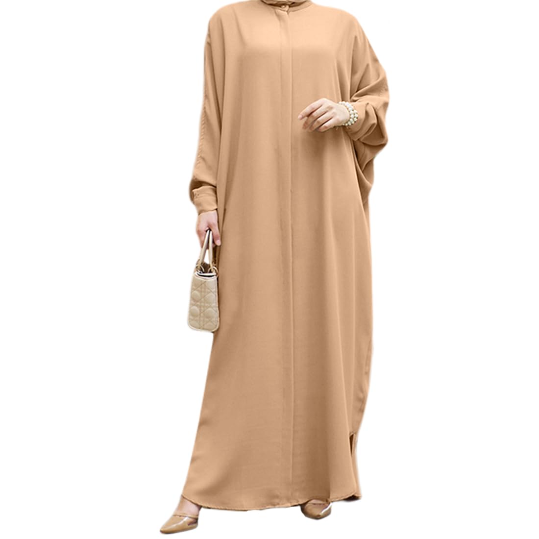 OBEEII Women’s Ramadan Abaya – Islamic Batwing Sleeve Kaftan Dubai Prayer Dress
