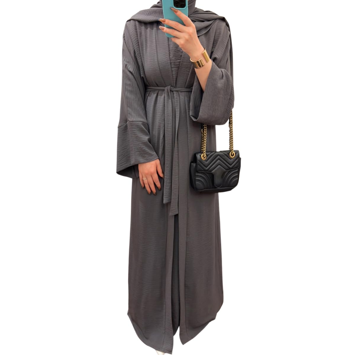2PCS Muslim Women’s Abaya Set – Islamic Dubai Prayer Dress & Long Cardigan Maxi Robe