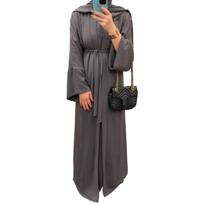 2PCS Muslim Women’s Abaya Set – Islamic Dubai Prayer Dress & Long Cardigan Maxi Robe