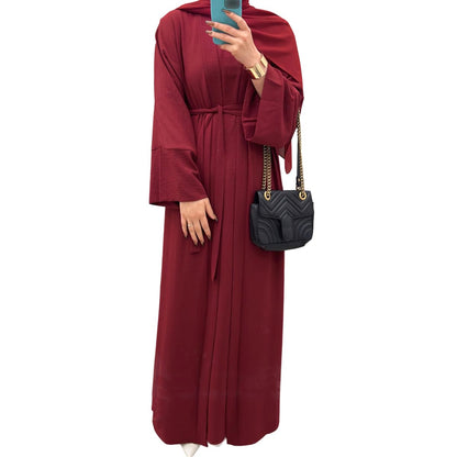 2PCS Muslim Women’s Abaya Set – Islamic Dubai Prayer Dress & Long Cardigan Maxi Robe