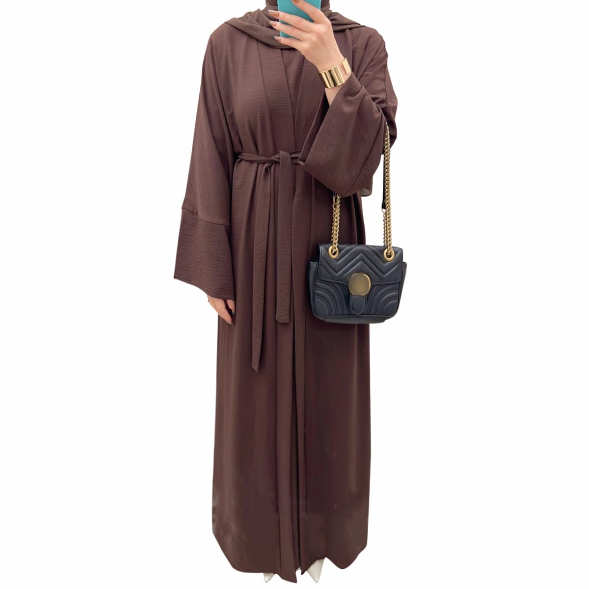 2PCS Muslim Women’s Abaya Set – Islamic Dubai Prayer Dress & Long Cardigan Maxi Robe