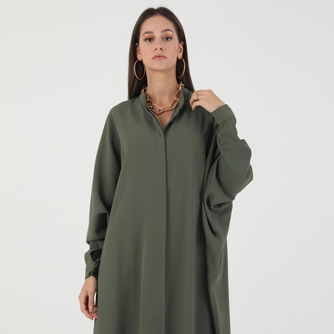 OBEEII Women’s Ramadan Abaya – Islamic Batwing Sleeve Kaftan Dubai Prayer Dress