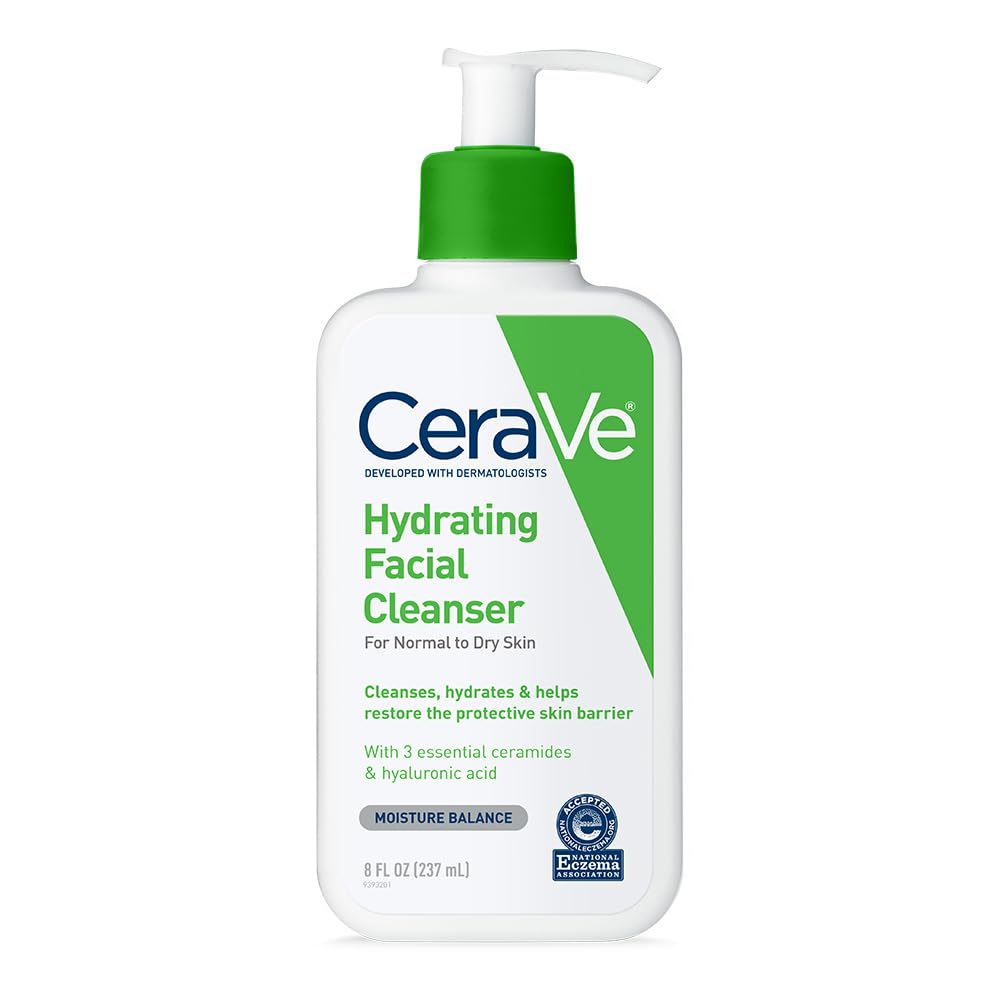 CeraVe Hydrating Facial Cleanser – Moisturizing Face Wash with Hyaluronic Acid, Ceramides & Glycerin for Dry Skin