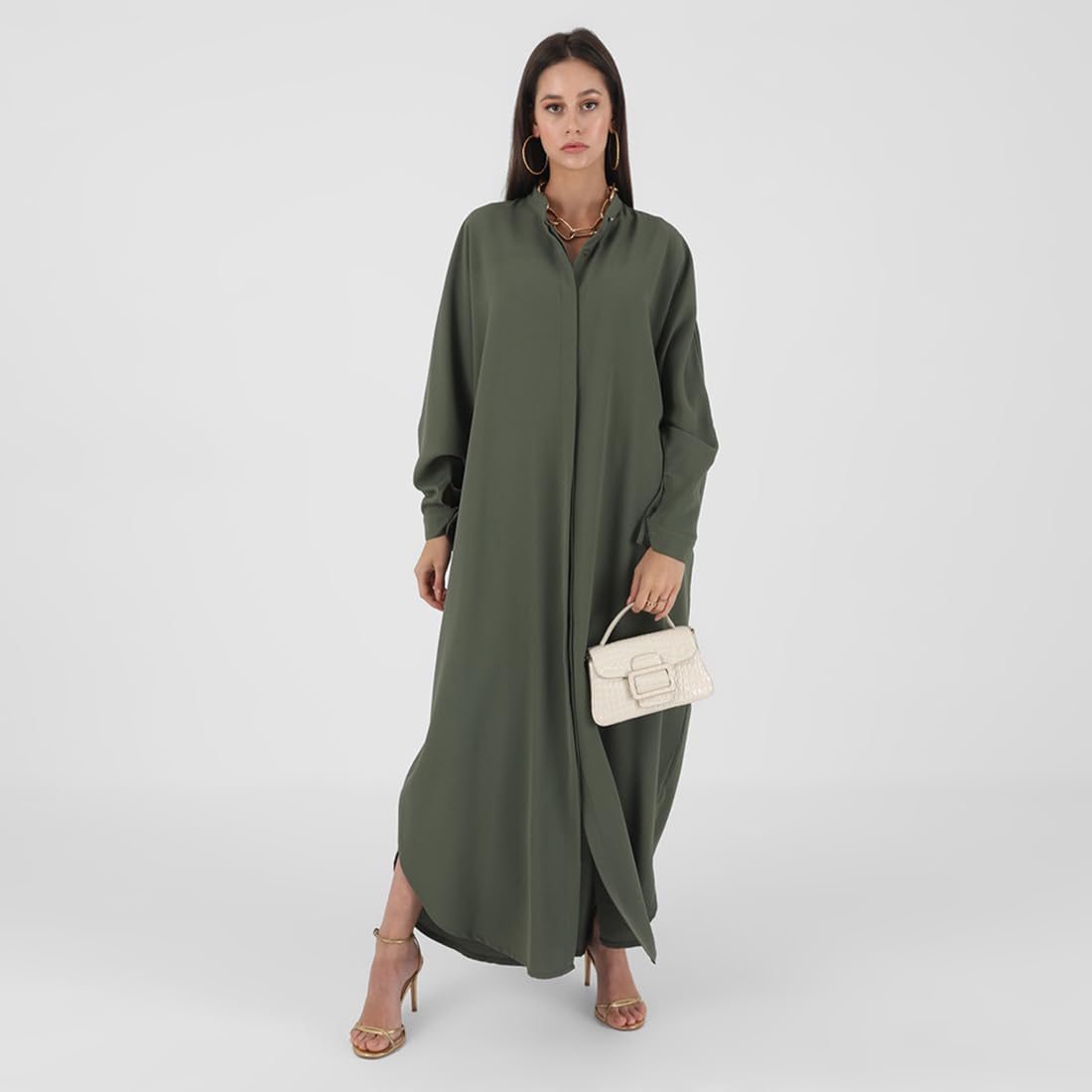 OBEEII Women’s Ramadan Abaya – Islamic Batwing Sleeve Kaftan Dubai Prayer Dress