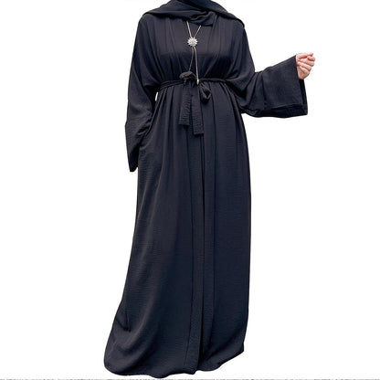 2PCS Muslim Women’s Abaya Set – Islamic Dubai Prayer Dress & Long Cardigan Maxi Robe