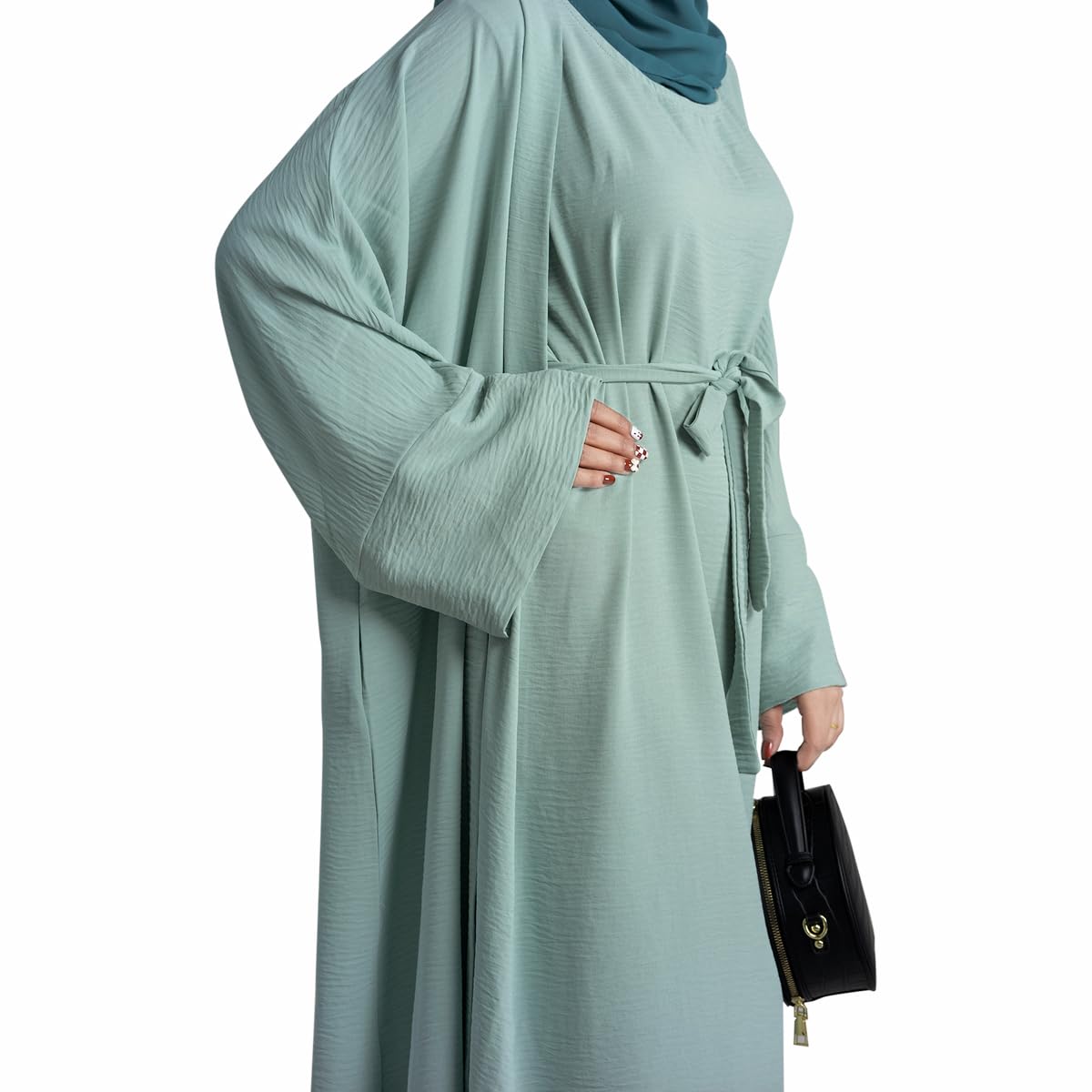 2PCS Muslim Women’s Abaya Set – Islamic Dubai Prayer Dress & Long Cardigan Maxi Robe