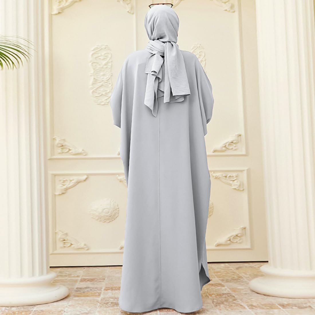 OBEEII Women’s Ramadan Abaya – Islamic Batwing Sleeve Kaftan Dubai Prayer Dress
