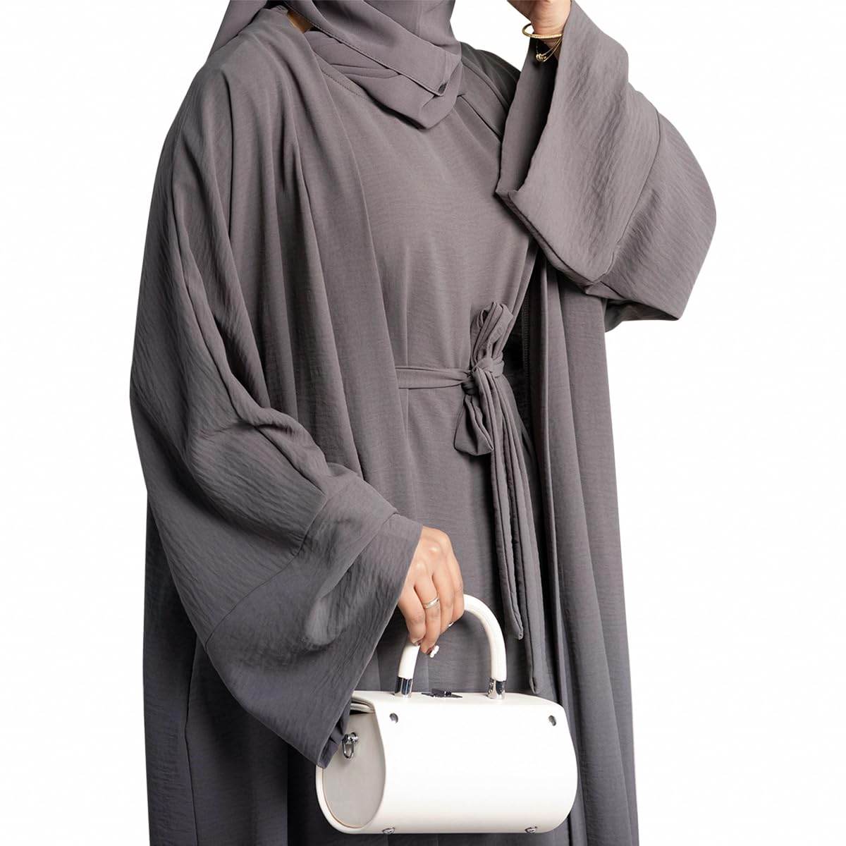 2PCS Muslim Women’s Abaya Set – Islamic Dubai Prayer Dress & Long Cardigan Maxi Robe