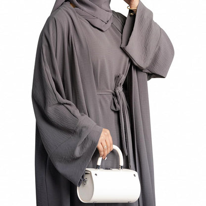 2PCS Muslim Women’s Abaya Set – Islamic Dubai Prayer Dress & Long Cardigan Maxi Robe