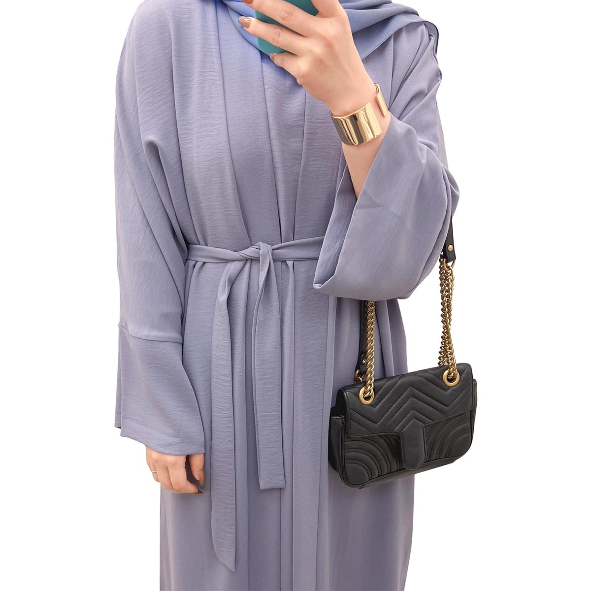 2PCS Muslim Women’s Abaya Set – Islamic Dubai Prayer Dress & Long Cardigan Maxi Robe