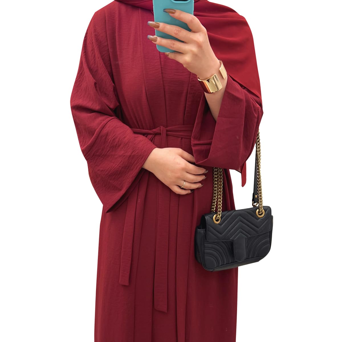 2PCS Muslim Women’s Abaya Set – Islamic Dubai Prayer Dress & Long Cardigan Maxi Robe
