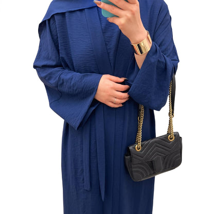 2PCS Muslim Women’s Abaya Set – Islamic Dubai Prayer Dress & Long Cardigan Maxi Robe