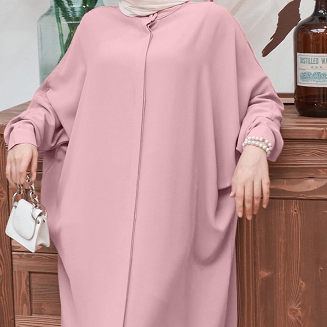 OBEEII Women’s Ramadan Abaya – Islamic Batwing Sleeve Kaftan Dubai Prayer Dress