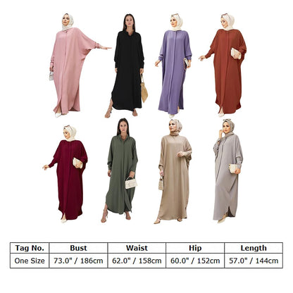 OBEEII Women’s Ramadan Abaya – Islamic Batwing Sleeve Kaftan Dubai Prayer Dress