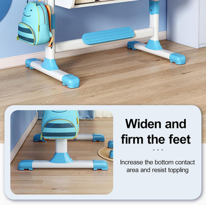 Kids Adjustable Study Desk & Chair Set – Ergonomic Learning Table with Drawer & Golden Distance Design (Blue)