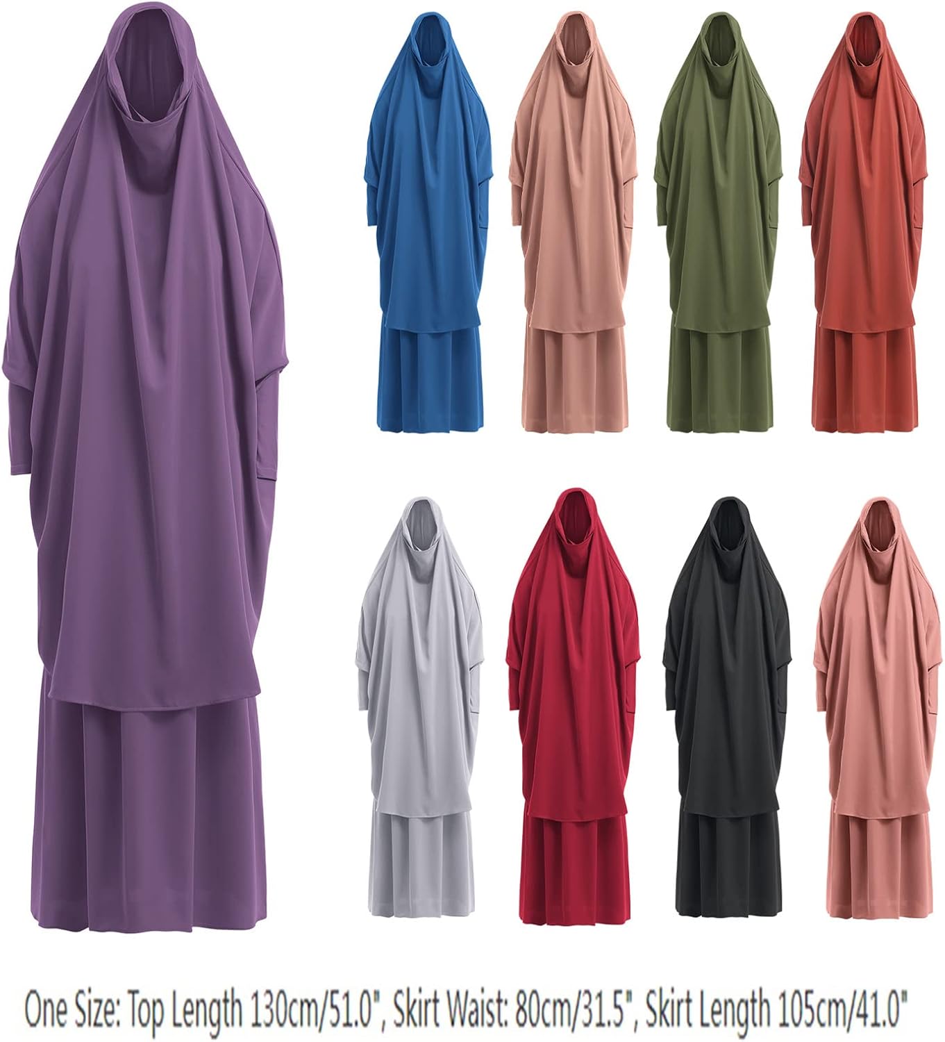 Muslim Women’s Hijab Prayer Dress – Modest Abaya Khimar Maxi Kaftan