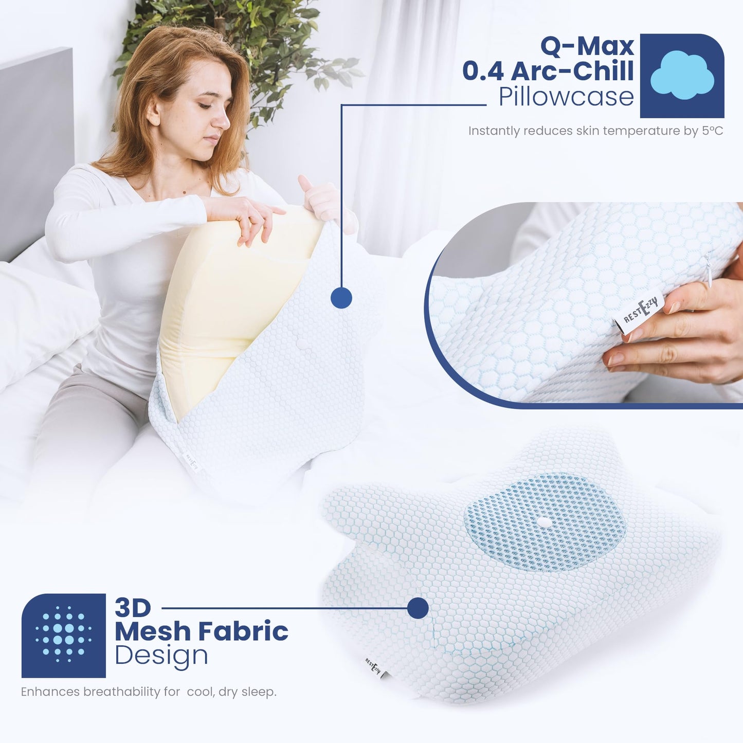 RestEzzy Luxury Orthopedic Memory Foam Pillow  For Neck Shoulder Pain