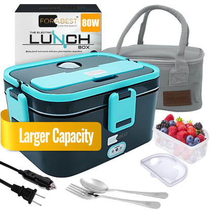 FORABEST Electric Heated Lunch Box 1.5L – Portable Leakproof Food Warmer with Thermal Bag