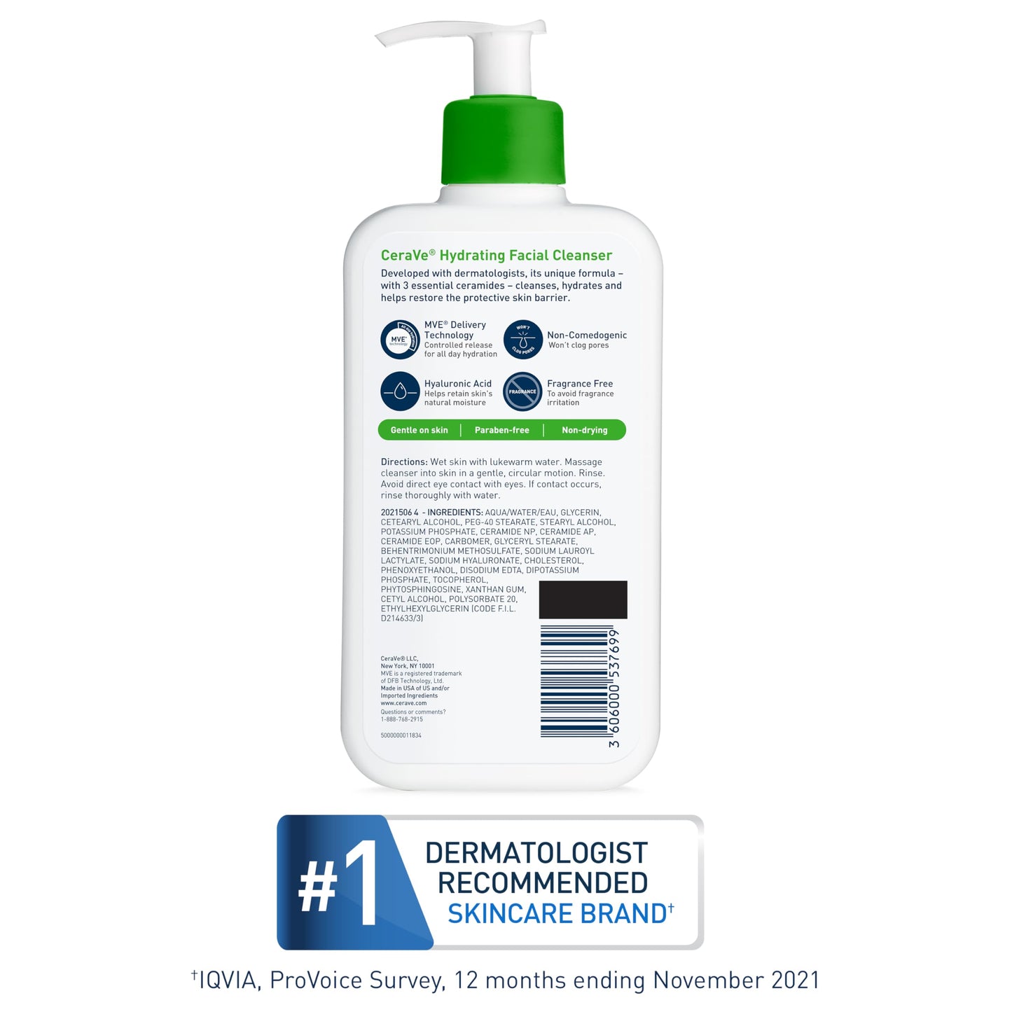 CeraVe Hydrating Facial Cleanser – Moisturizing Face Wash with Hyaluronic Acid, Ceramides & Glycerin for Dry Skin