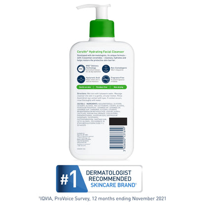 CeraVe Hydrating Facial Cleanser – Moisturizing Face Wash with Hyaluronic Acid, Ceramides & Glycerin for Dry Skin