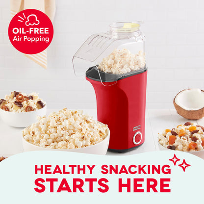 Dash Fresh Pop Popcorn Maker - Oil-Free, Air Popcorn Popper - With Measuring Cup & Recipe Guide - Perfect for Movie Nights - 16 Cups, Aqua