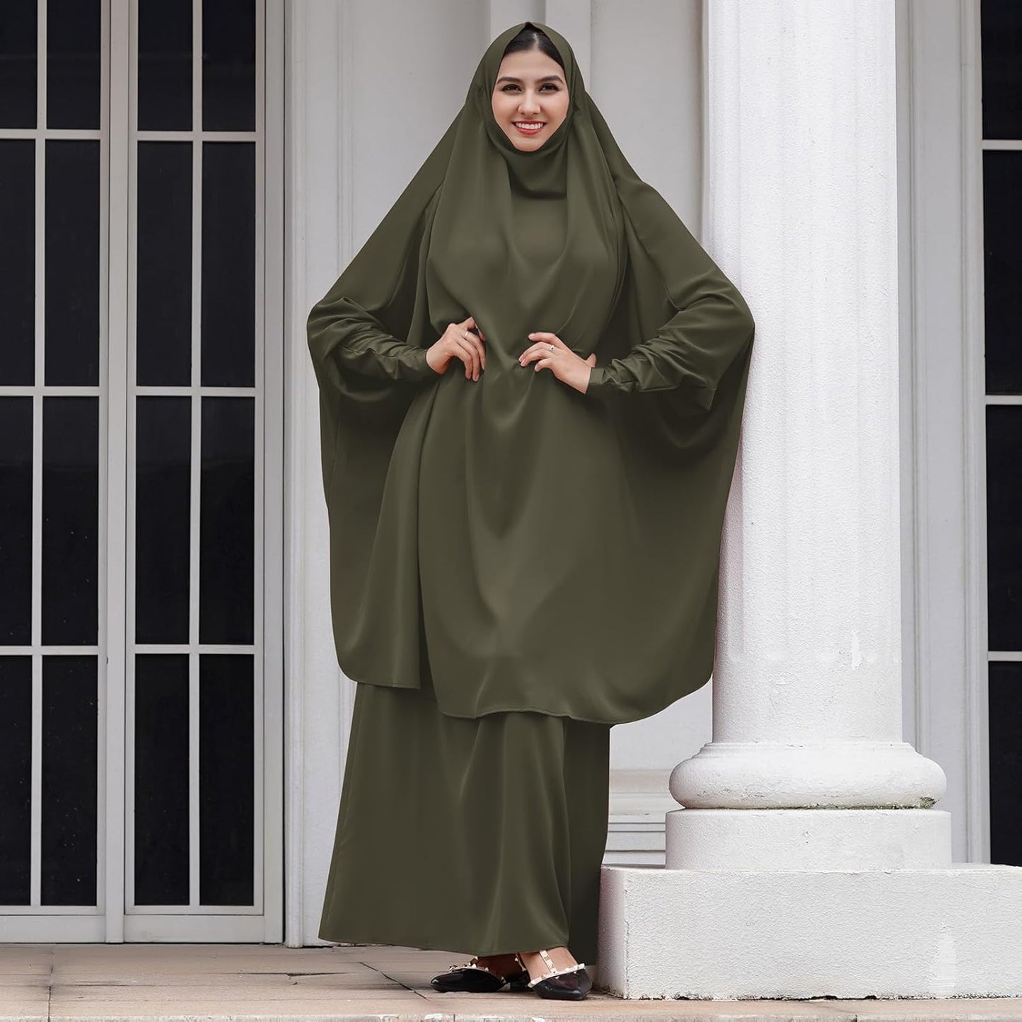 Muslim Women’s Hijab Prayer Dress – Modest Abaya Khimar Maxi Kaftan