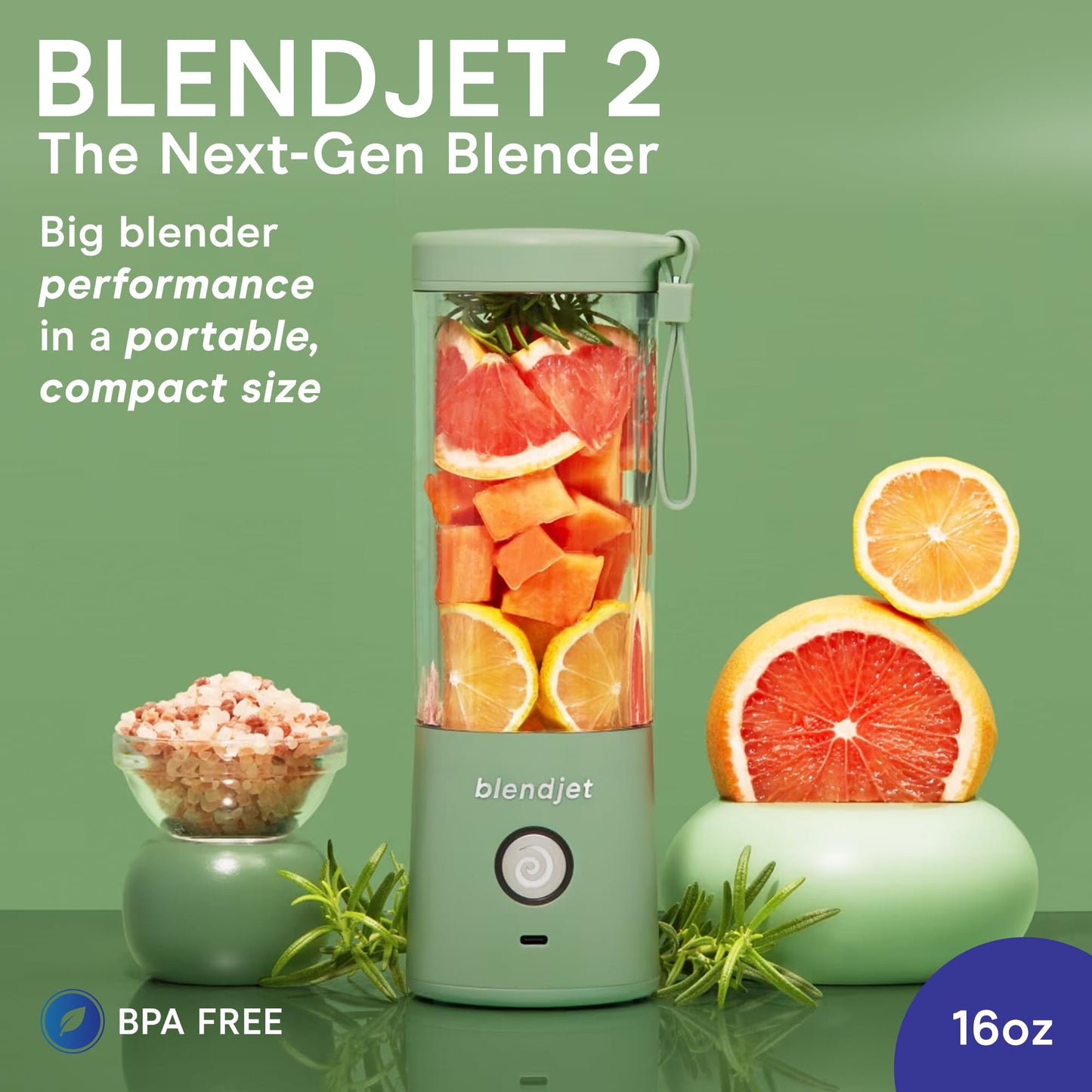 BlendJet 2 Portable Blender - USB-C Rechargeable 16oz Personal Blender