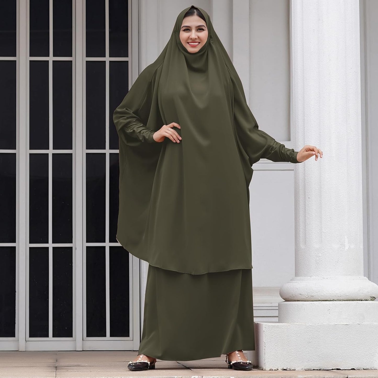 Muslim Women’s Hijab Prayer Dress – Modest Abaya Khimar Maxi Kaftan