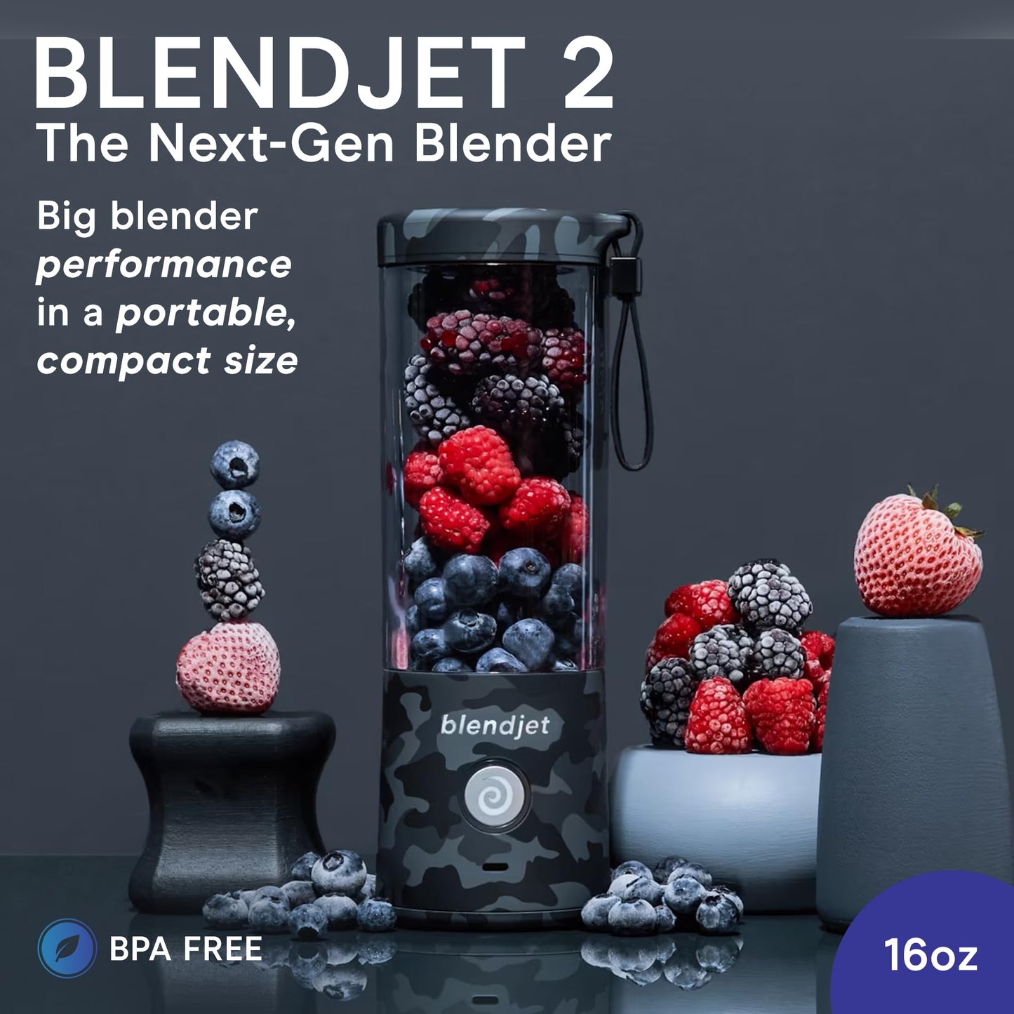 BlendJet 2 Portable Blender - USB-C Rechargeable 16oz Personal Blender