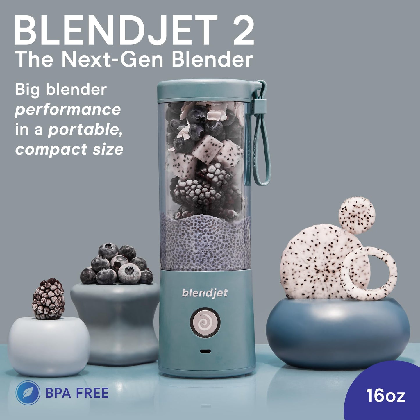BlendJet 2 Portable Blender - USB-C Rechargeable 16oz Personal Blender