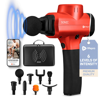 LifePro Deep Tissue Massage Gun – Muscle Massager with 8 Heads, 5 Speeds, Percussion Gun for Athletes