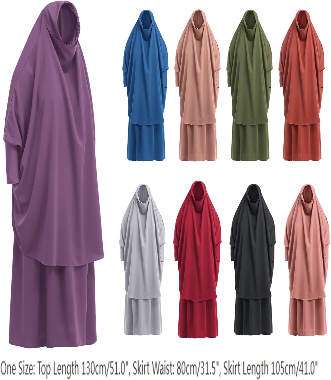 Muslim Women’s Hijab Prayer Dress – Modest Abaya Khimar Maxi Kaftan