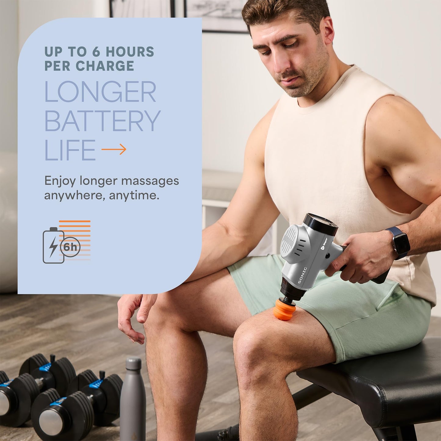 LifePro Deep Tissue Massage Gun – Muscle Massager with 8 Heads, 5 Speeds, Percussion Gun for Athletes