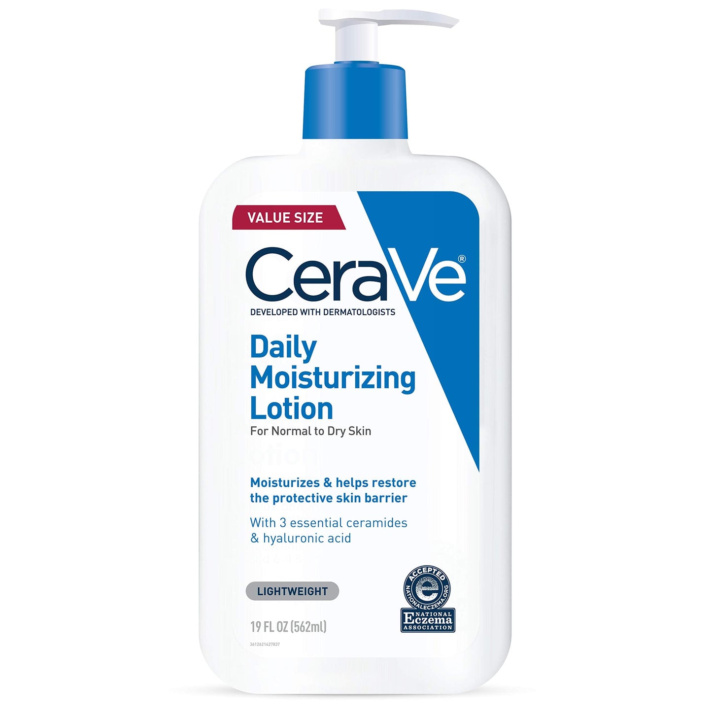 CeraVe Daily Moisturizing Lotion – Hyaluronic Acid & Ceramides, Fragrance-Free, Oil-Free, 19oz for Face & Body